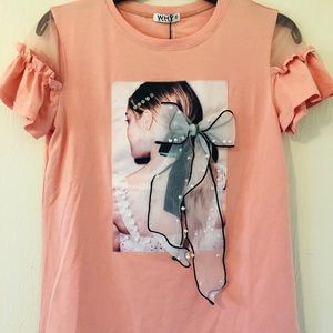 WHY DRESS Fancy Patch TShirt, pink, NWT, Small